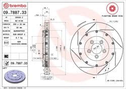 BREMBO 09.7887.33 | Fren Diski Ön Floating Aston Martin | 2 Adet