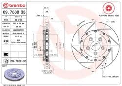 BREMBO 09.7888.33 | Fren Diski Arka Floating Aston Martin | 2 Adet