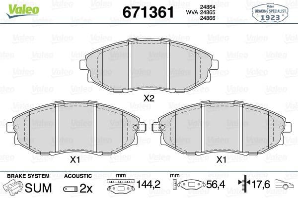 VALEO 671361 | Balata Fren Ön-(Chevrolet Epica 2.0-2.5-2.0D Executıve 06 /)