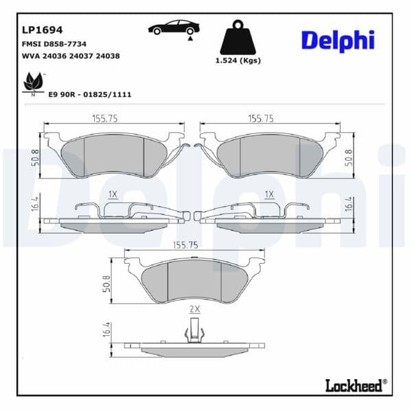 DELPHI LP1694 | Arka Fren Balatası Chrysler Voyager IV 00-08