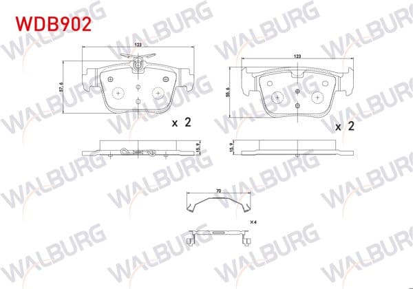 WALBURG WDB902 | Fren Balata Arka 300mm Disk VW Golf VIII-Caddy V 2020-/ Skoda Octavia IV (Nx3) 2020-/ Seat Leon (Kl1) 2019-/ Audi A3 Sportback (8Ya) 2019-/ Cupra Formentor 1.5 TSI 2020 - | 1 Adet