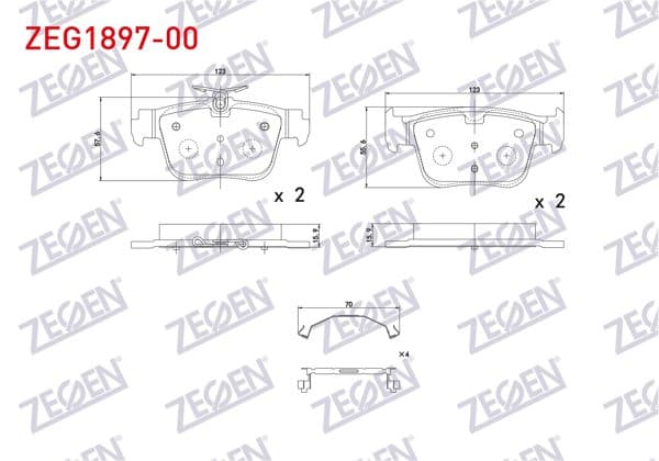 ZEGEN ZEG1897-00 | Fren Balata Arka 300mm Disk VW Golf VIII-Caddy V 2020-/ Skoda Octavia IV (Nx3) 2020-/ Seat Leon (Kl1) 2019-/ Audi A3 Sportback (8Ya) 2019-/ Cupra Formentor 1.5 TSI 2020 - | 1 Adet