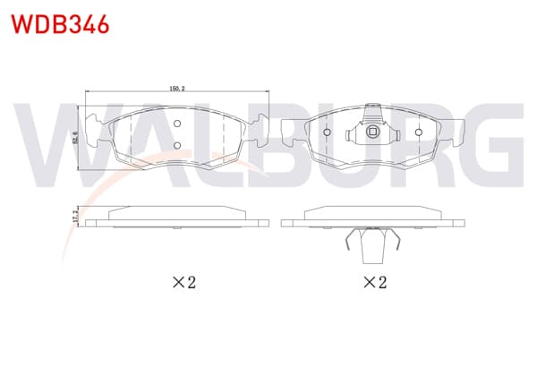 WALBURG WDB346 | Fren Balata Ön Dacia Logan 1.5 DCI 2004-2012 / Logan 1.4 2004-2012 / Logan 1.6 16V 2004-2012 / Sandero 1.5 DCI 2008-2013 / Logan Mcv 1.5 DCI 2007-2013 /