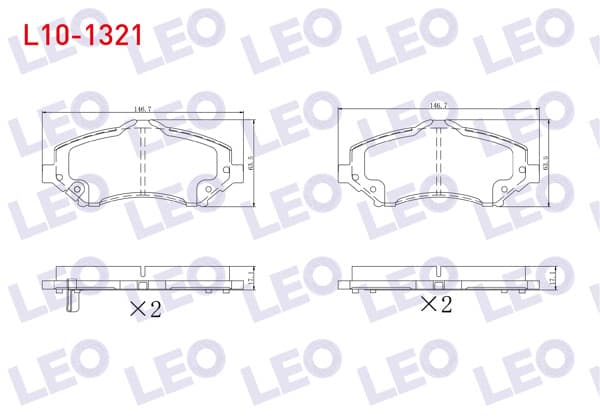 LEO L10-1321 | Fren Balata Ön Ikazlı Fiat Freemont (Jf) 2.0 Mjt 170 Hp 2011-/ Jeep Wrangler III (Jk) 3.8İ V6 2007-/ Chrysler G.Voyager 3.3İ 2008-/ Dodge Nitro 2.8 Crd 4X4 2007 -