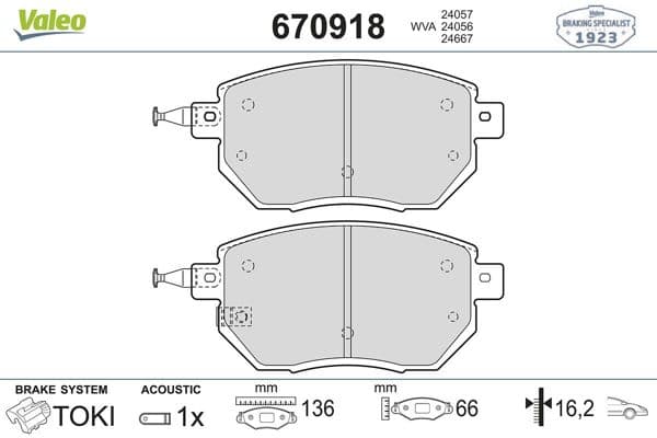 VALEO 670918 | Ön Fren Balatası Infiniti FX35-FX45-FX37 / Nissan Murano 2003 >