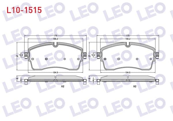 LEO L10-1515 | Fren Balata Ön Land Rover Discovery V (Lr) 2.0 D 2016-/ Discovery V (Lr) 3.0 2016-/ Jaguar E-Pace 2.0 Awd 2017 -