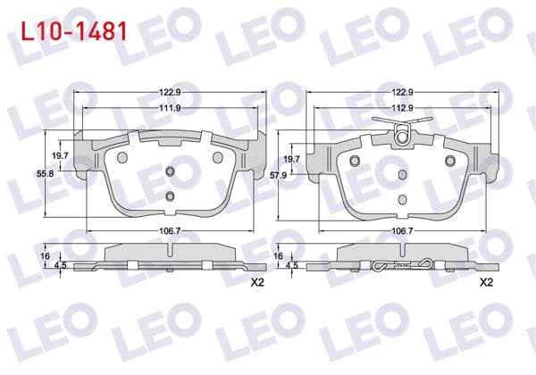 LEO L10-1481 | Fren Balata Arka 300mm Disk VW Golf VIII-Caddy V 2020-/ Skoda Octavia IV (Nx3) 2020-/ Seat N (Kl1) 2019-/ Audi A3 Sportback (8Ya) 2019-/ Cupra Formentor 1.5 TSI 2020 - | 1 Adet