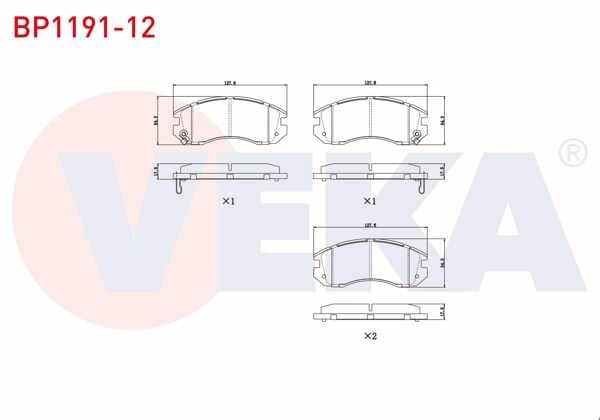 VEKA BP1191-12 | Fren Balata Ön Subaru Impreza (Gc) 1.6İ 1992-2000 / Impreza (Gc) 1.8İ 1992-2000 / Legacy III (Be,Bh) 2.0İ 1998-2003