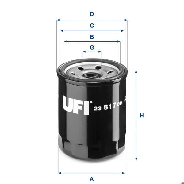 UFI 23.617.00 | Yağ Filtresi (Subaru Frotster-Impreza-Honda Civic VIII Sedan 2005-2012)