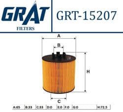GRAT 15207 | Yağ Filtresi (Volkswagen: Golf V-Jetta-Passat-Polo / Audi: A3 / Skoda:Fabia 1.4 1.6Fsı)