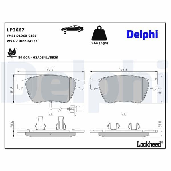 DELPHI LP3667 | Fren Balatası Ön Bentley Contınental 03-Flyıng Spur 13-20