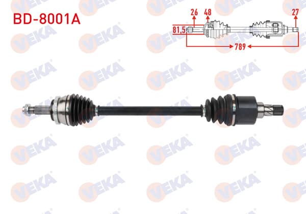 VEKA BD-8001A | Komple Aks Sol-Sağ On Uzunluk 789mm ABS li 48 Dıs Byd Dolphın 2021 -
