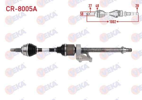VEKA CR-8005A | Komple Aks Sağ On ABS li 48 Dıs Uzunluk 1002mm Chery Tıggo 7 Pro
