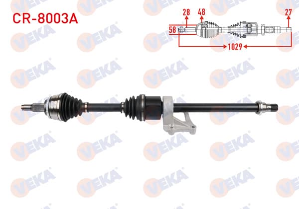 VEKA CR-8003A | Komple Aks Sağ On ABS li 48 Dıs Uzunluk 1029mm Chery Tıggo 8 Pro 1.6 T-GDI