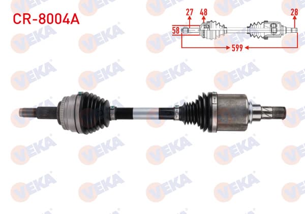 VEKA CR-8004A | Komple Aks Sol Ön ABS li 48 Dıs Uzunluk 599mm Chery Tıggo 7 Pro