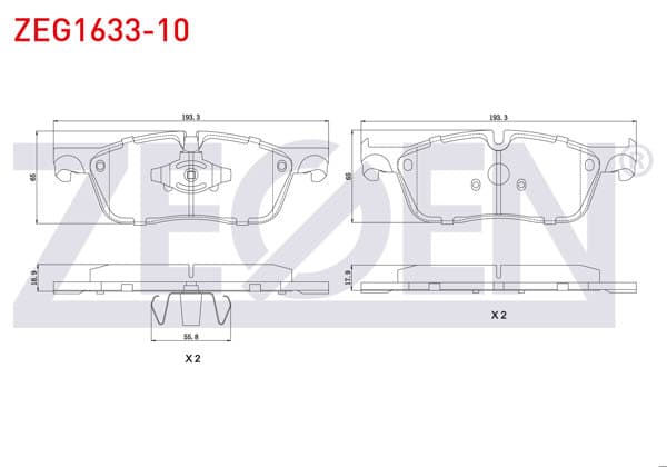 ZEGEN ZEG1633-10 | Fren Balata Ön Jaguar Xf (Jb) , Xe (X760) 2.0 D 2015-/ F-Pace (Dc) 2.0 D 2015-/ Range Rover Velar (L560) 3.0 P380 Scv6 4X4 2017 -