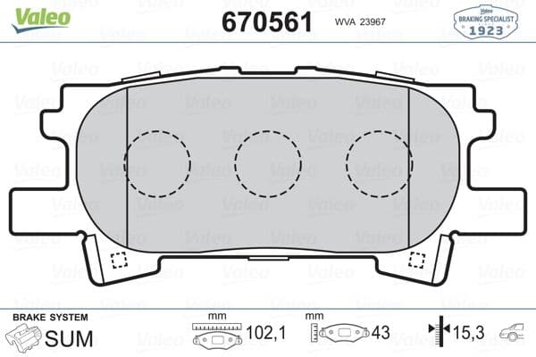 VALEO 670561 | Fren Balata Arka (Lexus Rx 03-08)