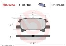 BREMBO P83068 | Fren Balata Arka (Lexus Rx 03-08)
