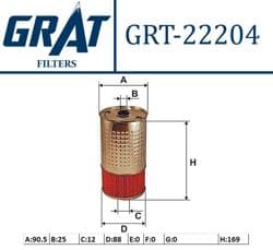 GRAT 22204 | Yağ Filtresi Mercedes-Benz E200 190D C200 Om601 Om602 Om603 84 >