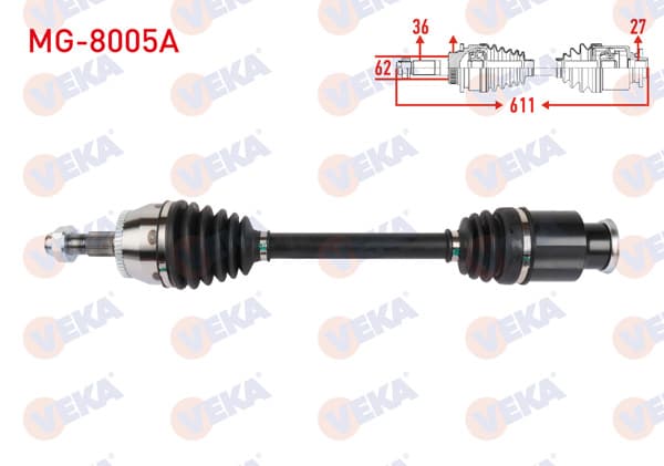 VEKA MG-8005A | Komple Aks Sağ On Uzunluk 611mm ABS li 48 Dıs Mg Hs-2022 -