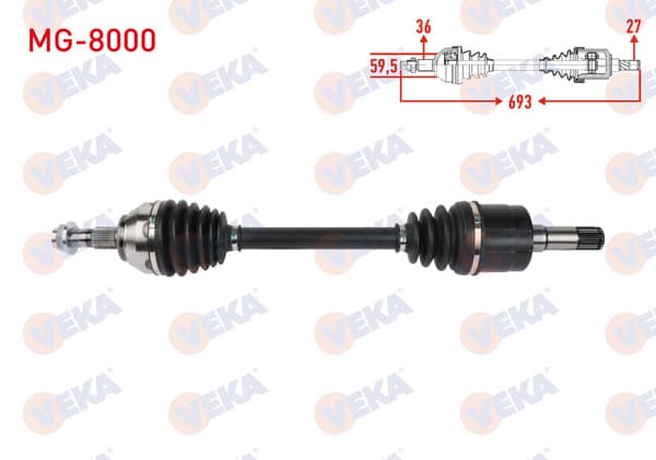 VEKA MG-8000 | Komple Aks Sol Ön Uzunluk 693mm Mg Zs 2021 -