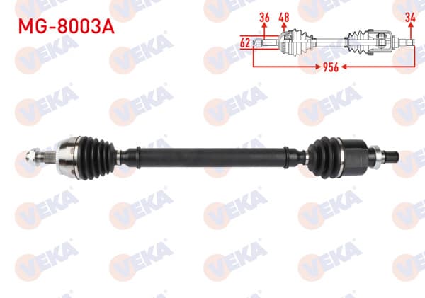 VEKA MG-8003A | Komple Aks Sağ On Uzunluk 956mm ABS li 48 Dıs Mg Hs 2022 -