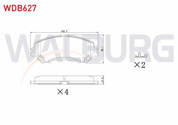 WALBURG WDB627 | Fren Balata Ön Nissan Qashqai 2014-/ X-Traıl 2013-/ Renault Kadjar 2015-/ Megane IV 2016-/ Talisman 2015 -