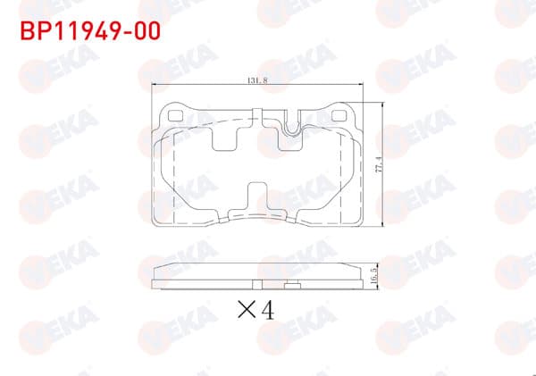 VEKA BP11949-00 | Fren Balata Ön VW Touareg 2.5 TDI 2004-2010-3.0 TDI 2004-2018-3.2 2002-2006 / Seat Leon 2.0 TDI-1.5 Etsı-1.5 TSI-1.0 TSI 2020-/ Ateca 1.6 TDI 2016-/ Cupra Formentor 1.5 TSI 2020 -