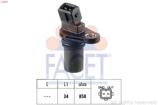 FACET 9.0354 | Şanzıman Devir Sensörü Smart Fortwo Coupe (450) 04 > 07 Roadster Coupe (452) 03 > 05 Cabrıo (450) 01 > 04