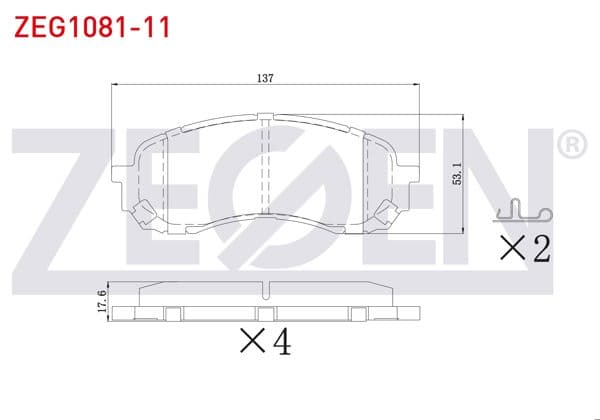 ZEGEN ZEG1081-11 | Fren Balata Ön Subaru Impreza 1.5-1.6İ 2000-2012 / Forester 2.0 2008-/ Outback 2.0 D 2009-/ Legacy V 2.0İ 2009-2014