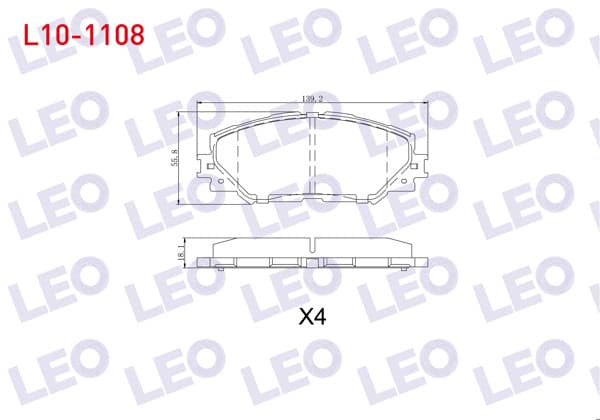 LEO L10-1108 | Fren Balata Ön Toyota Corolla (E15_) 1.6 Vvt-I 2007-2012 / Auris (Zre15) 1.6 Vvt-I 2007-2012