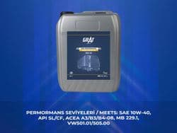 GRAT 610420 | Motor Yagı 20 Litre 10W-40 Apı Cı-4 / Sl Acea E7-16 / E4-16 Volvo Vds-3 Renault Rld-2 Man M3277-Volvo Onaylı