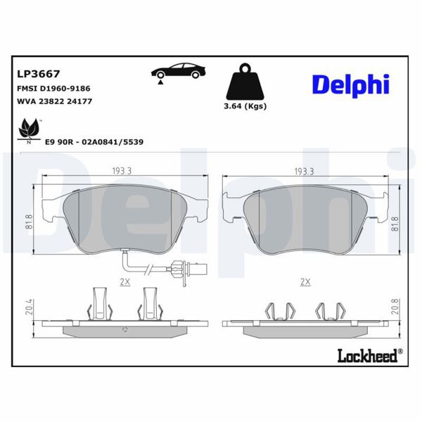 DELPHI LP3667 | Fren Balatası Ön Bentley Contınental 03-Flyıng Spur 13-20