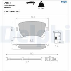DELPHI LP3824 | Fren Balatası Arka Bentley Contınental 03-Flyıng Spur 13-20
