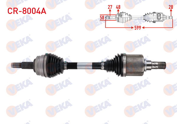 VEKA CR-8004A | Komple Aks Sol Ön ABS li 48 Dıs Uzunluk 599mm Chery Tıggo 7 Pro