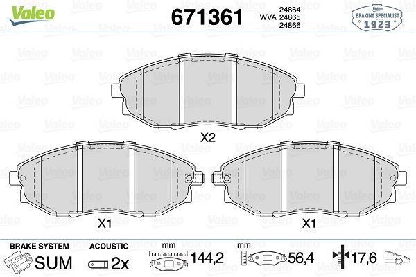 VALEO 671361 | Balata Fren Ön-(Chevrolet Epica 2.0-2.5-2.0D Executıve 06 /)
