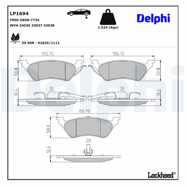 DELPHI LP1694 | Arka Fren Balatası Chrysler Voyager IV 00-08