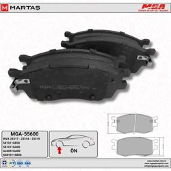 MGA 55600 | Balata Fren Ön-(Hyundai: Accent-Era 07 > 11 / i20 08 > 11 1.4 Benzinli-1.4 CRDI Dizel / Rio 06 > 11)