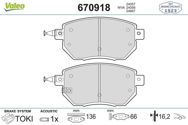 VALEO 670918 | Ön Fren Balatası Infiniti FX35-FX45-FX37 / Nissan Murano 2003 >