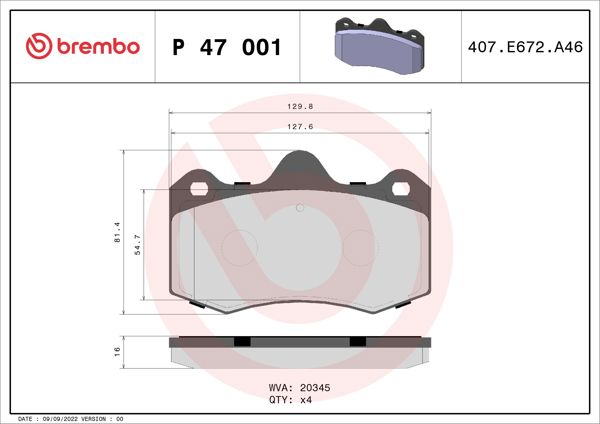 BREMBO P47001 | Fren Balatası Ön Arka Low-Met Lotus