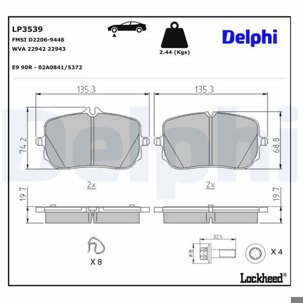 DELPHI LP3539 | Fren Balatası Ön Mercedes-Benz 07 / 2018 -