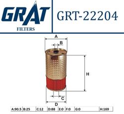 GRAT 22204 | Yağ Filtresi Mercedes-Benz E200 190D C200 Om601 Om602 Om603 84 >
