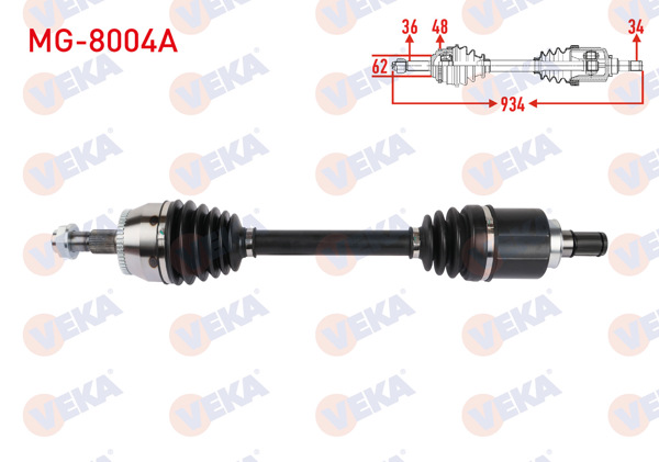 VEKA MG-8004A | Komple Aks Sol Ön Uzunluk 633mm ABS li 48 Dıs Mg Hs 2022 -