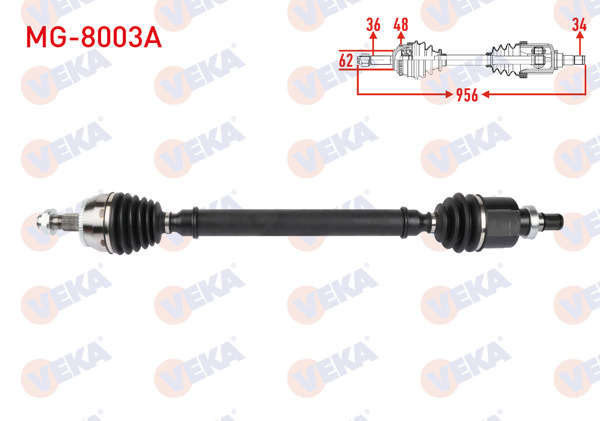 VEKA MG-8003A | Komple Aks Sağ On Uzunluk 956mm ABS li 48 Dıs Mg Hs 2022 -